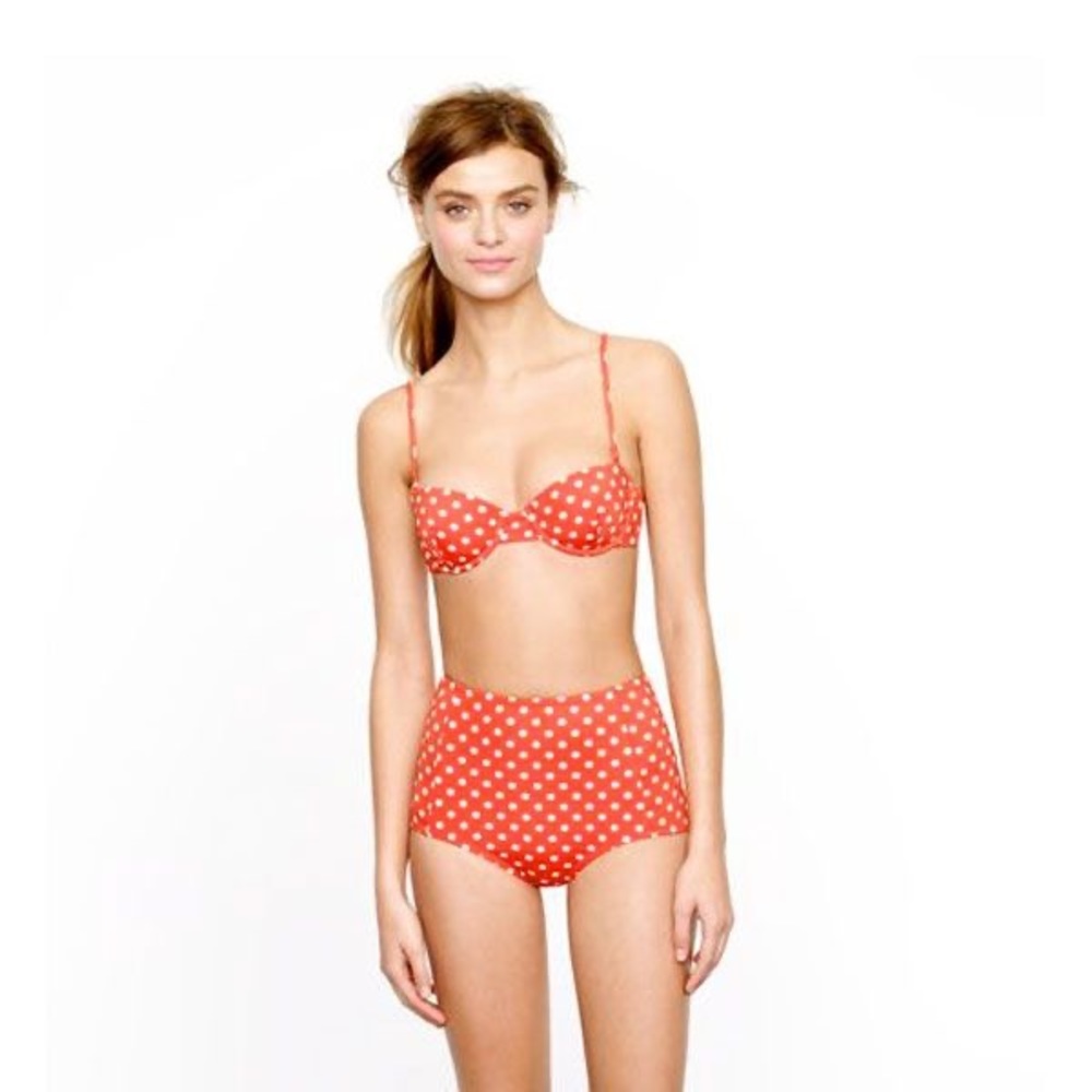 J. Crew Retro Style Red Polka Dot High Waist Bikini